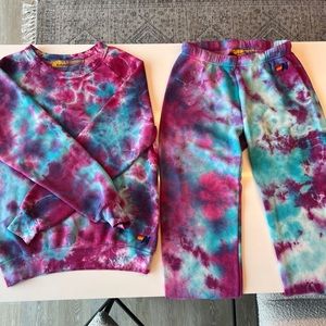 Used Aviator Nation Size Small Sweatshirt and Size L Sweatpants Tye-Dye Set